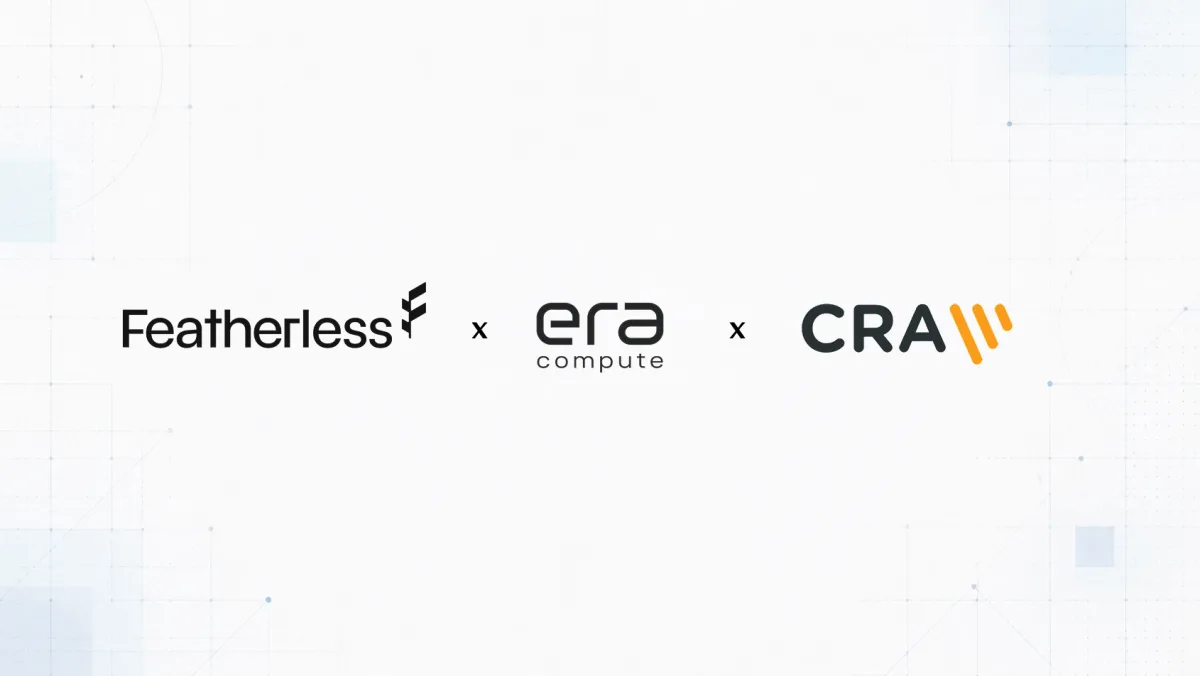 Featherless AI, Era Compute, and CRA logo lockup for the DGX B300 deployment