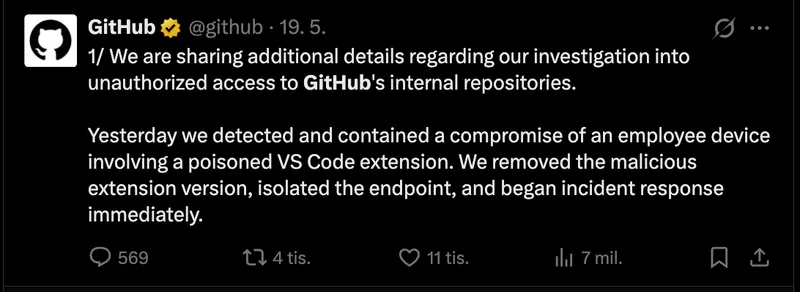 GitHub unauthorized access announcement