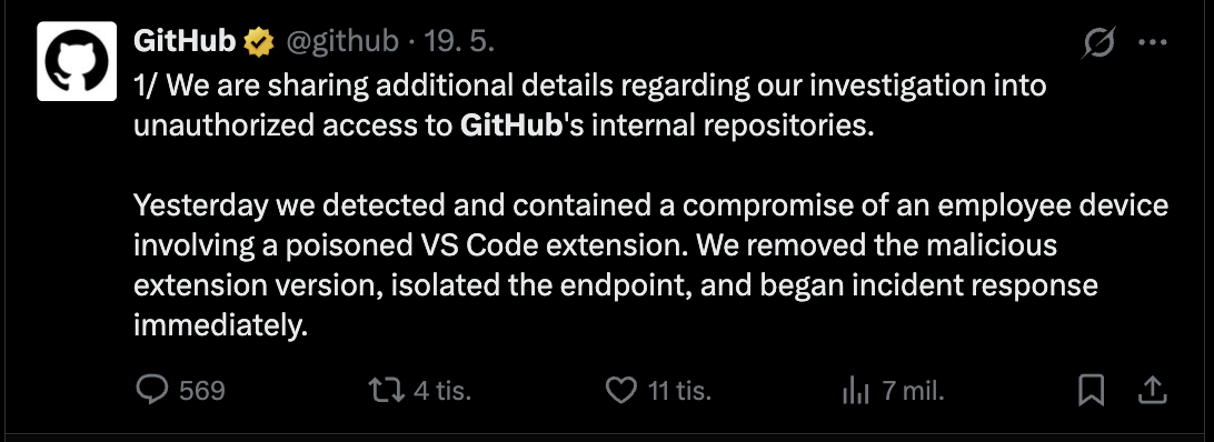 GitHub unauthorized access announcement